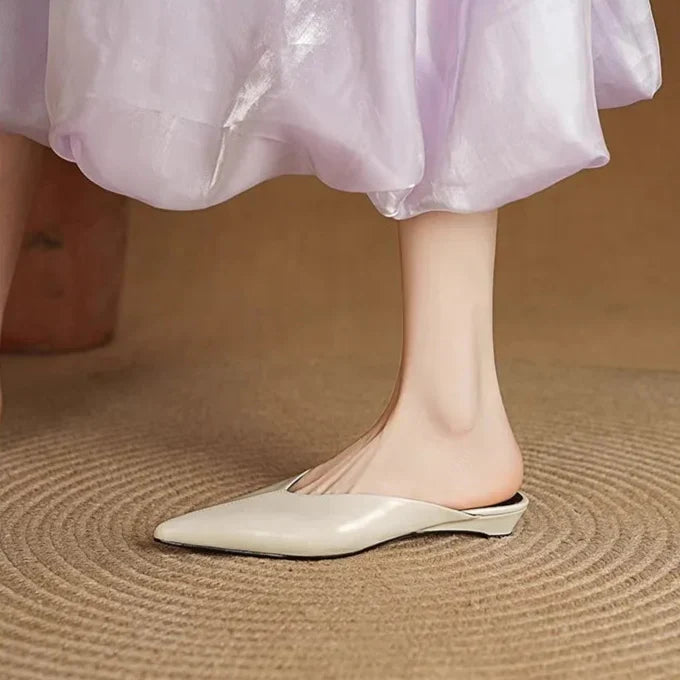 Pointed Toe Backless Wedge Heel Mules