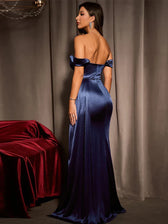 Off Shoulder Satin Mermaid Maxi Dress 2