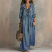 Ruffle V-Neck Long Sleeve Maxi Dress 4