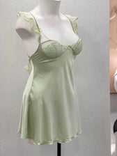 Satin Sweetheart Lace Trim Slip Mini Dress 8