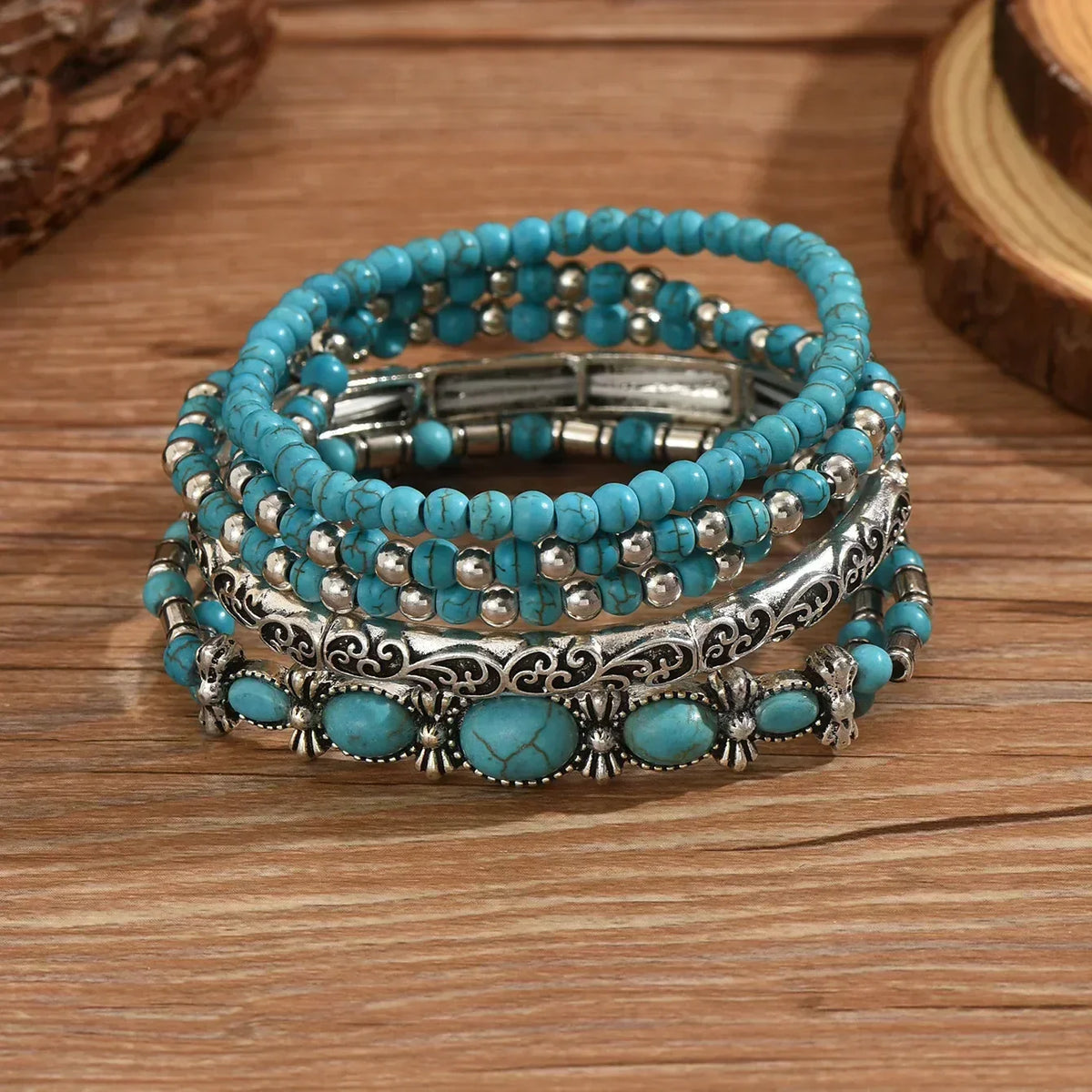 Turquoise Beaded Stacking Bracelet Set