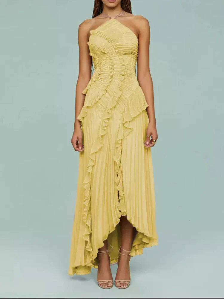 MIRI RUFFLE MAXI DRESS Yellow