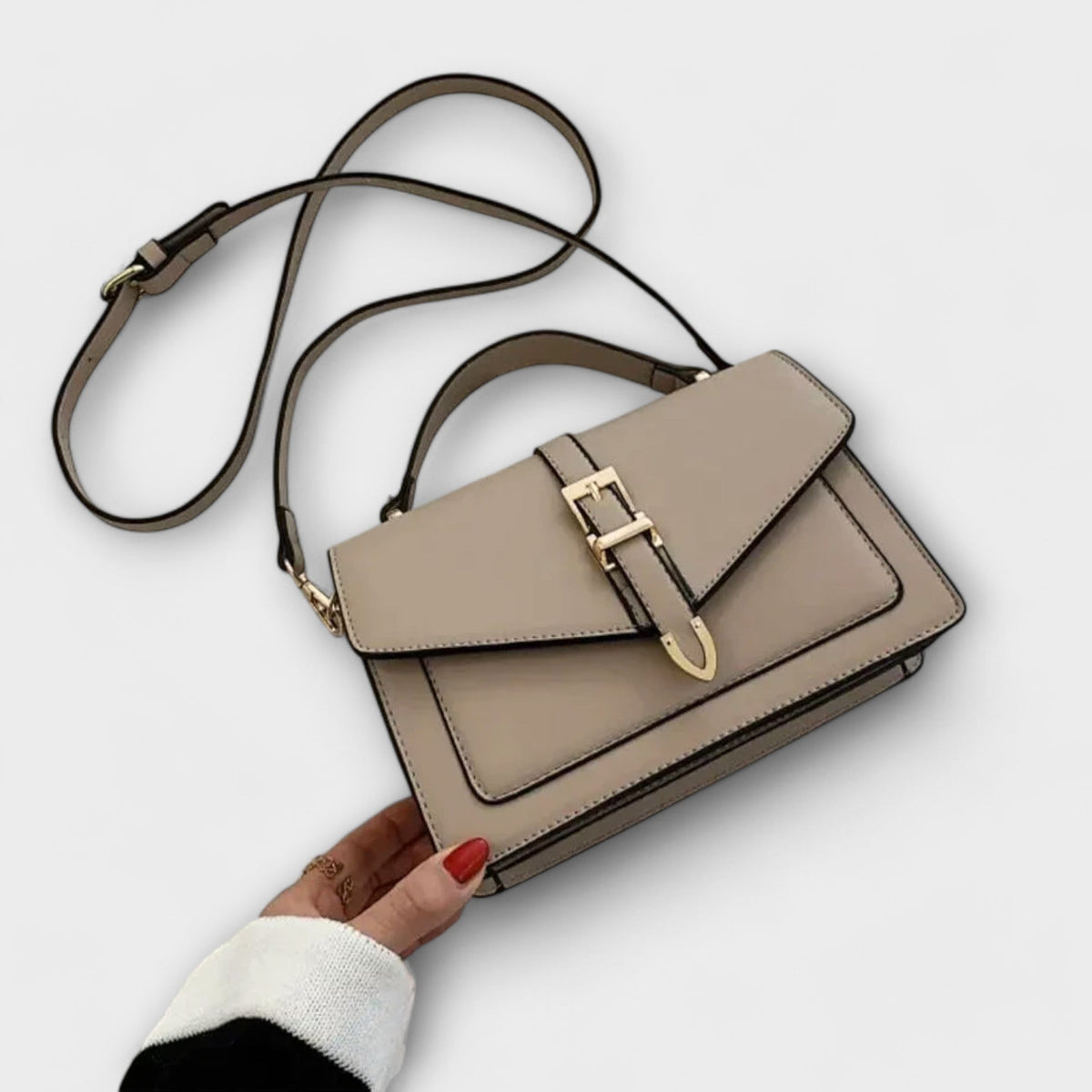 Buckle Flap Top Handle Crossbody Bag