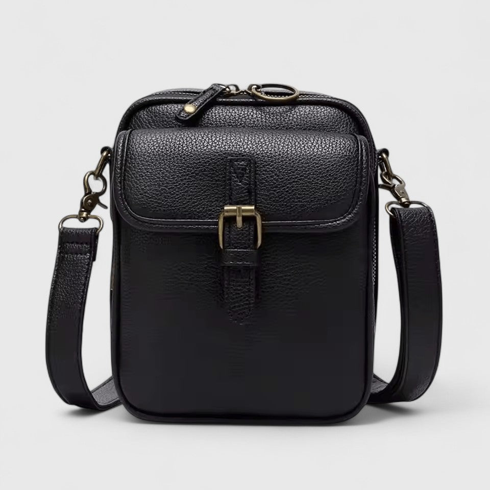 Buckle Flap Pocket Faux Leather Crossbody Bag