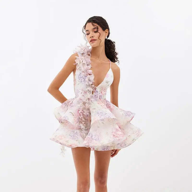 KAIA FLORAL MINI DRESS Pink