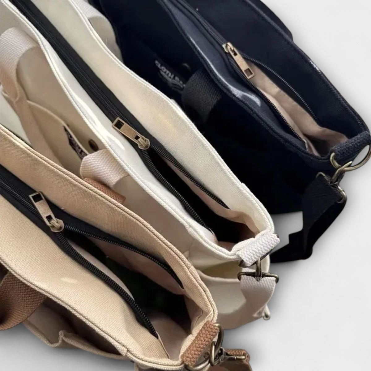 Multi Pocket Canvas Tote Crossbody Bag