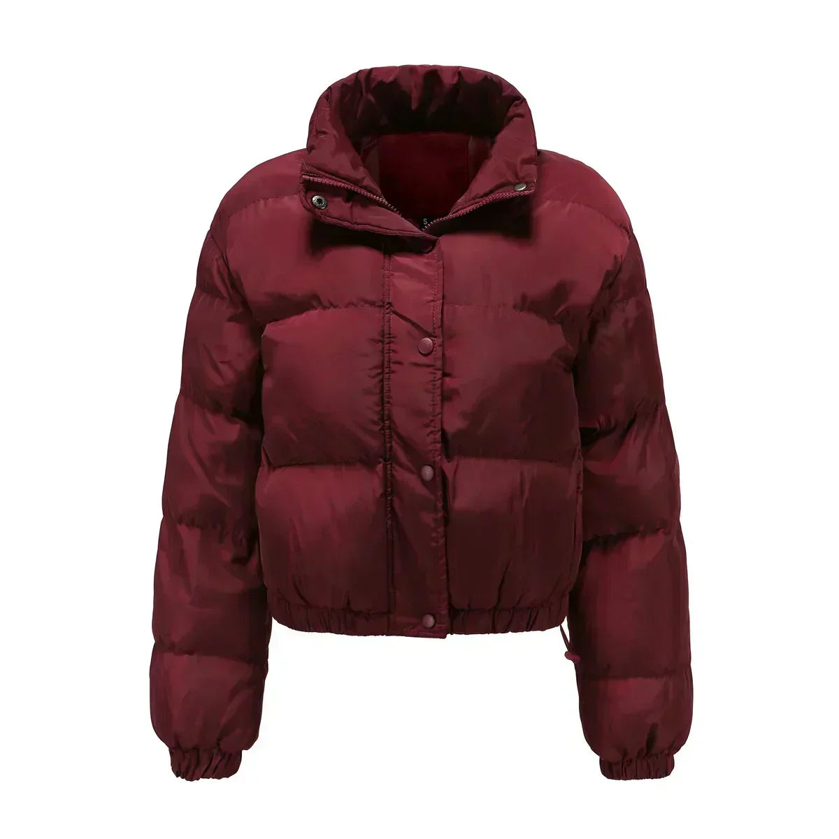 Stand Collar Long Sleeve Cropped Puffer Jacket