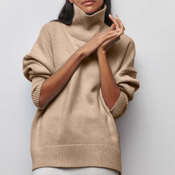 Turtleneck Short Sleeve Oversized Knit Sweater