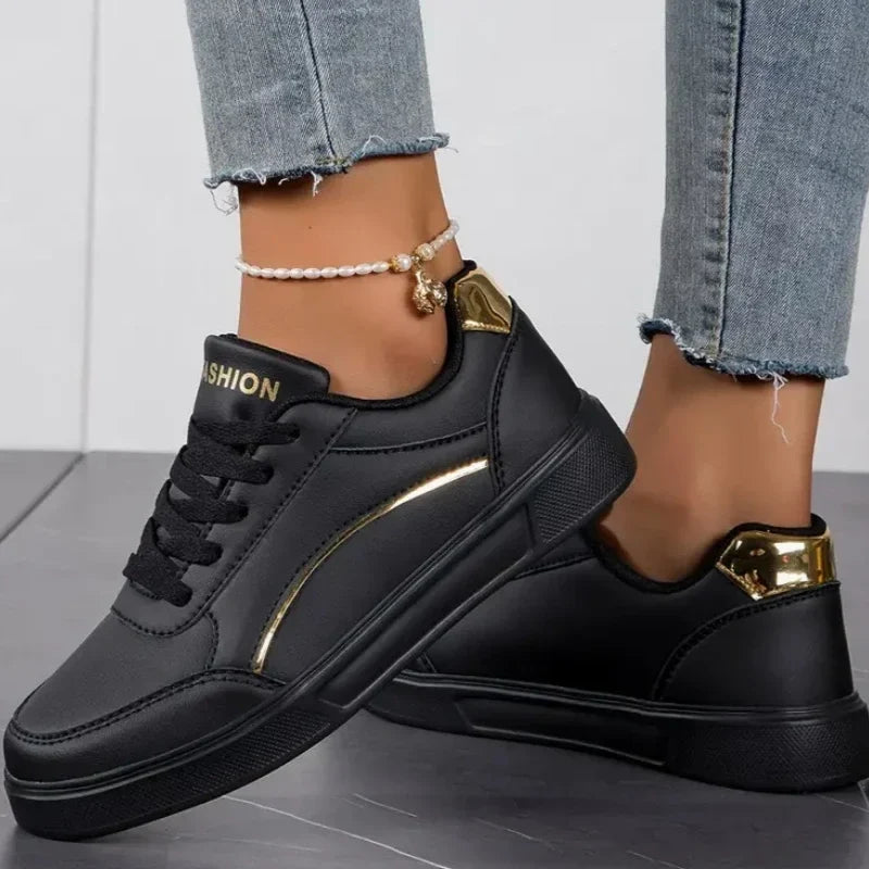 Lace Up Metallic Accent Low Top Sneakers