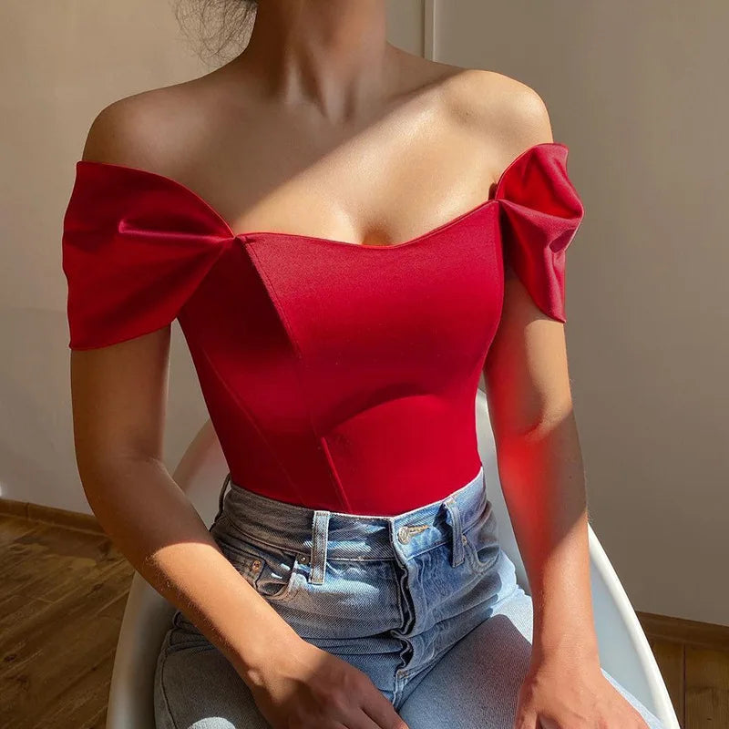Satin Fishbone One Shoulder Strapless