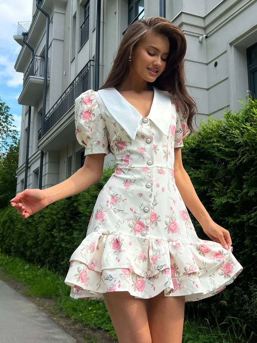 AYLIN FLORAL MINI DRESS Pink Rose