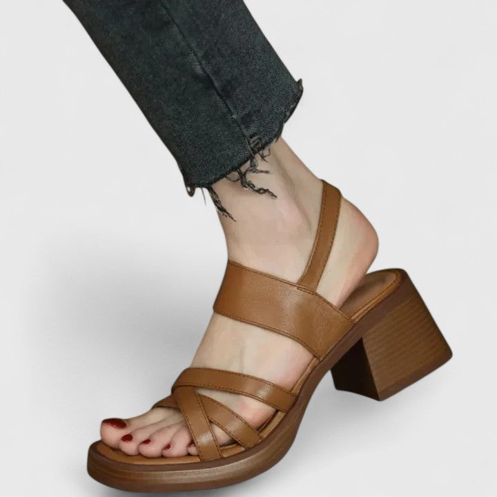 Open Toe Strappy Slingback Platform Block Heel Sandals