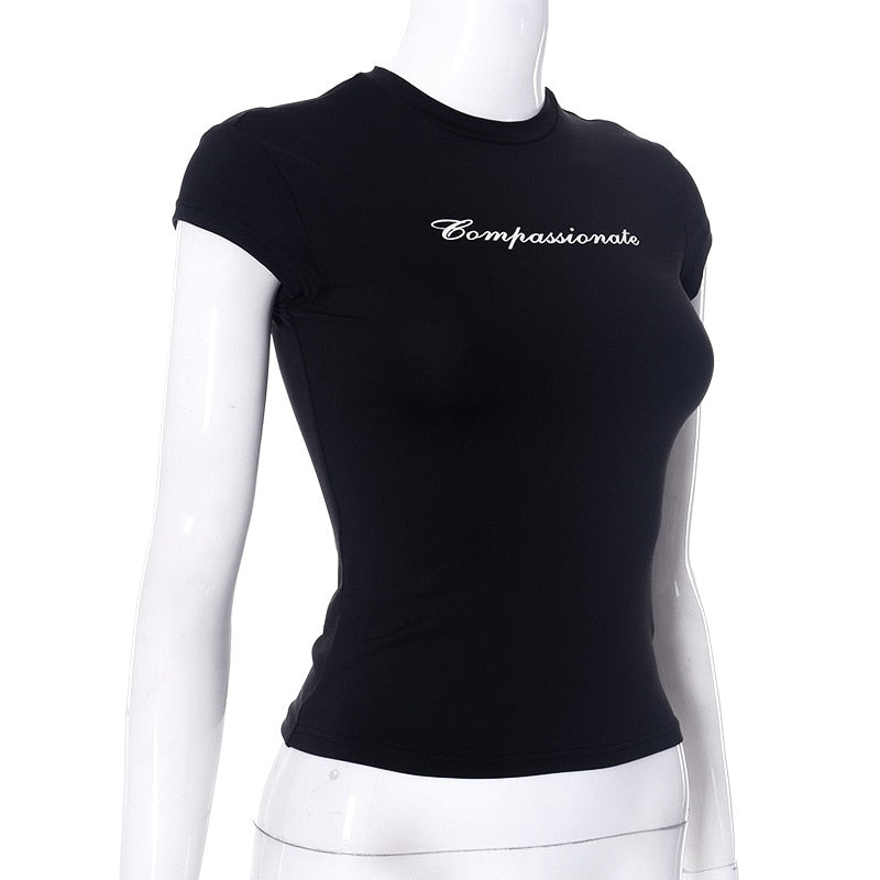 Compassionate Short-Sleeve Stylish Black Tee
