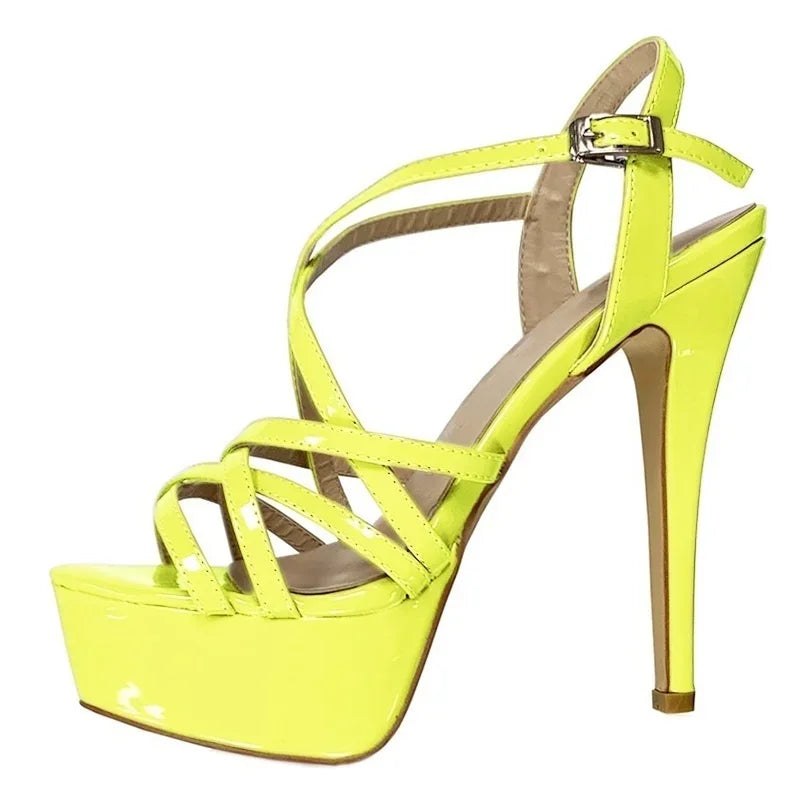 Strappy Peep Toe Platform Stiletto Sandals