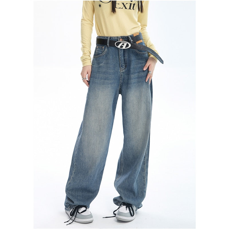 Contrasting Wide Colors For S High Blue Waist Leg With