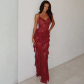 Lace Bodycon Ruffled Backless Summer Dress 4