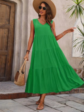 V-Neck Sleeveless Tiered Maxi Dress 3
