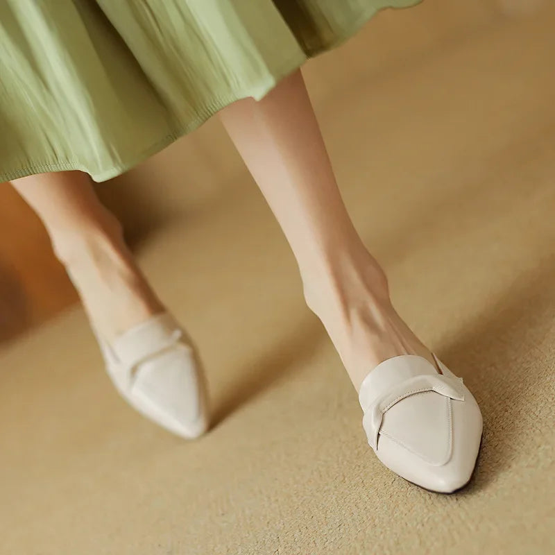 Square Toe Block Heel Loafer Mules