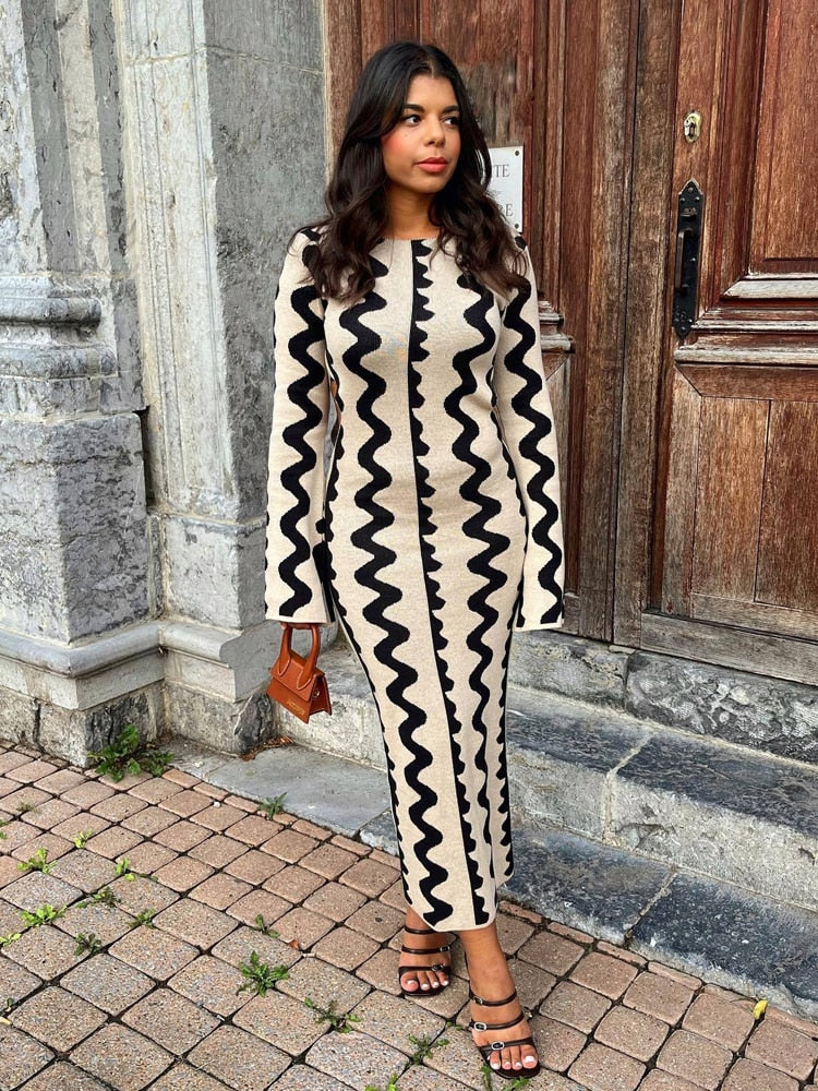 Ximena Premium Long Sleeve Knitted Maxi Dress Wardrobe Essential