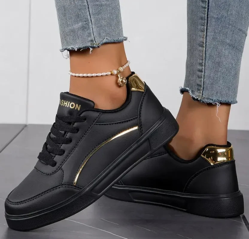 Lace Up Metallic Accent Low Top Sneakers