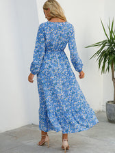 Casual Coastal Long Bohemian Flowered Dress L / Black Dresses