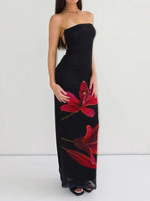 Strapless Floral Print Bodycon Maxi Dress 12
