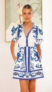 Print Puff Sleeve Two Piece Set 16