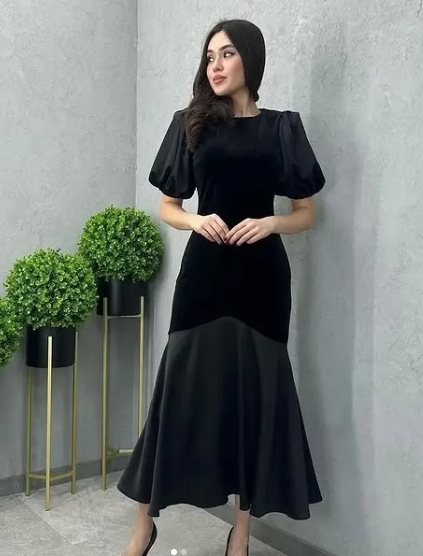 Elegant Black Modest Prom Dress cc845