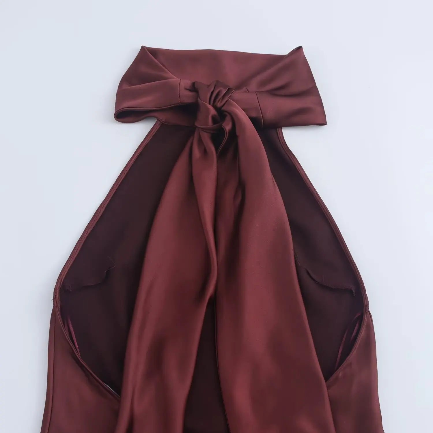 Solid Sleeveless Backless Bow Zipper Long Dress