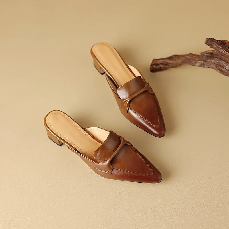 Square Toe Block Heel Mules