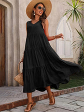 V-Neck Sleeveless Tiered Maxi Dress 10