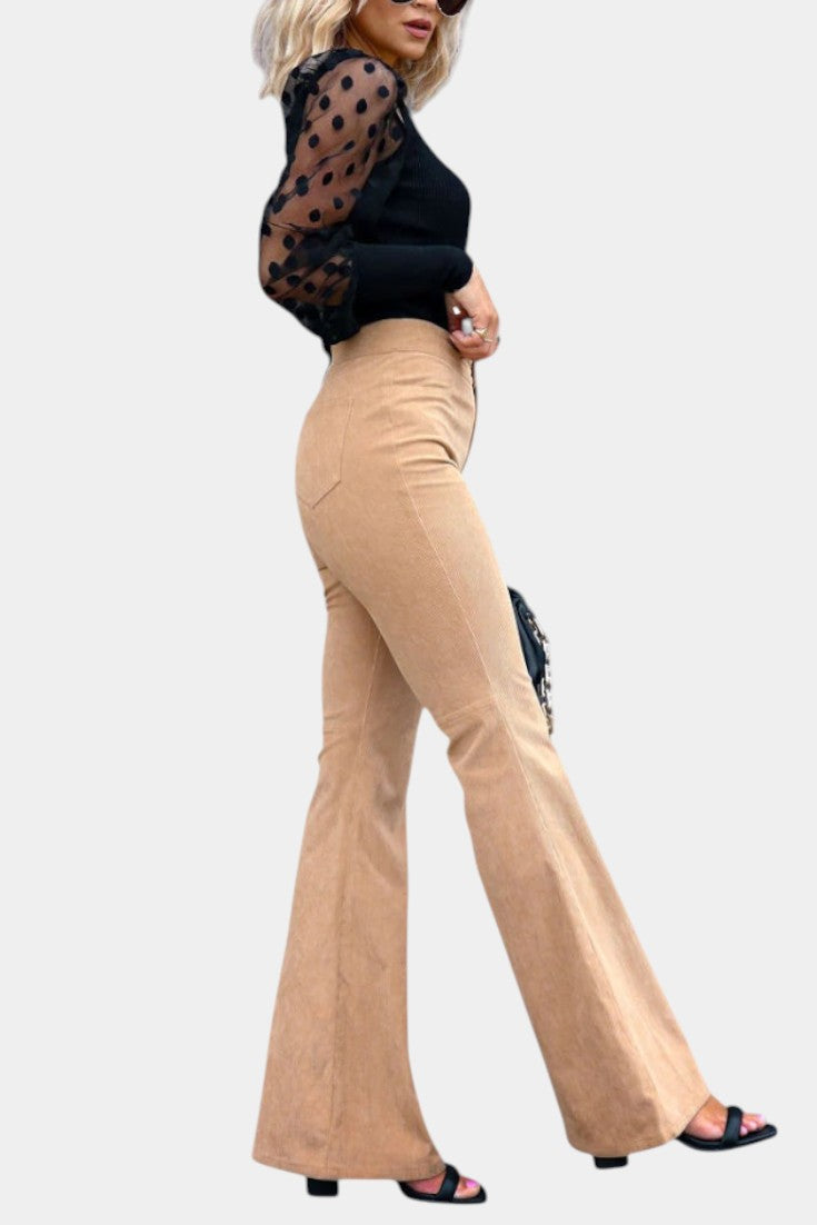 High Waist Corduroy Flare Pants