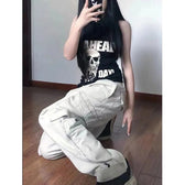 Jeans Leg High Pants Vintage Waist Wide Cargo Straight White Y2K Denim American Baggy Trouser