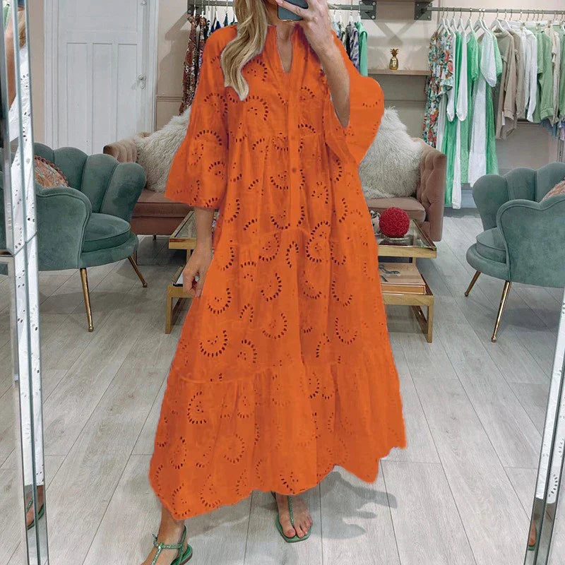 Isabel Elevated Women's Embroidered Dress with Cutouts Evening Wear Edit