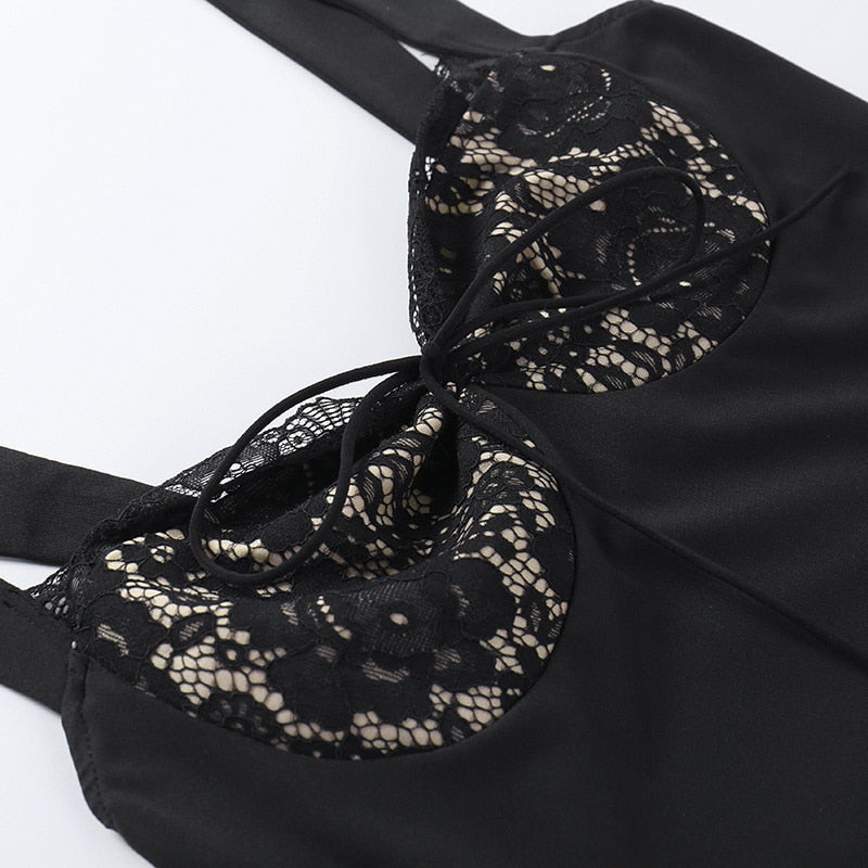 Love At First Sight Lace Satin Mini Dress 14