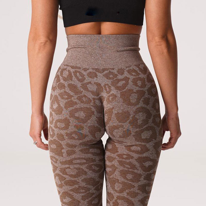 Mojoyce Leopard Spot Leggings Women Fitness Yoga Pants High Waist Push Up Tights Gym Clothing Seamless Workout Running Legging Pants