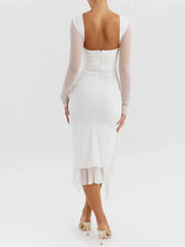 Ruffle Mesh Backless Midi Dress 6