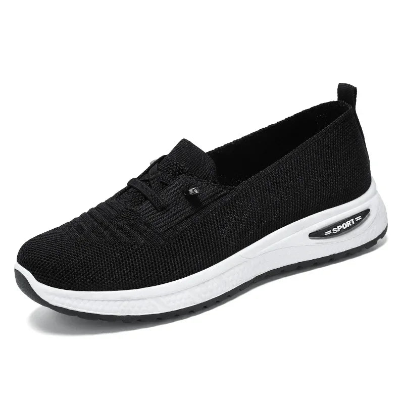 Knit Mesh Slip On Platform Sneakers