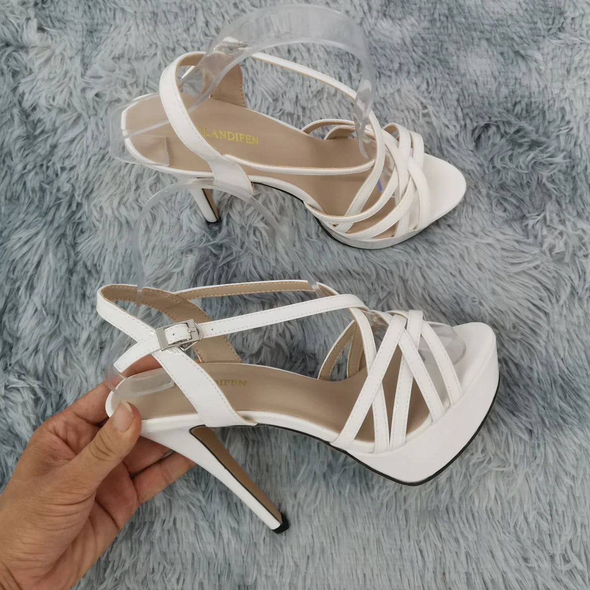 Strappy Peep Toe Platform Stiletto Sandals