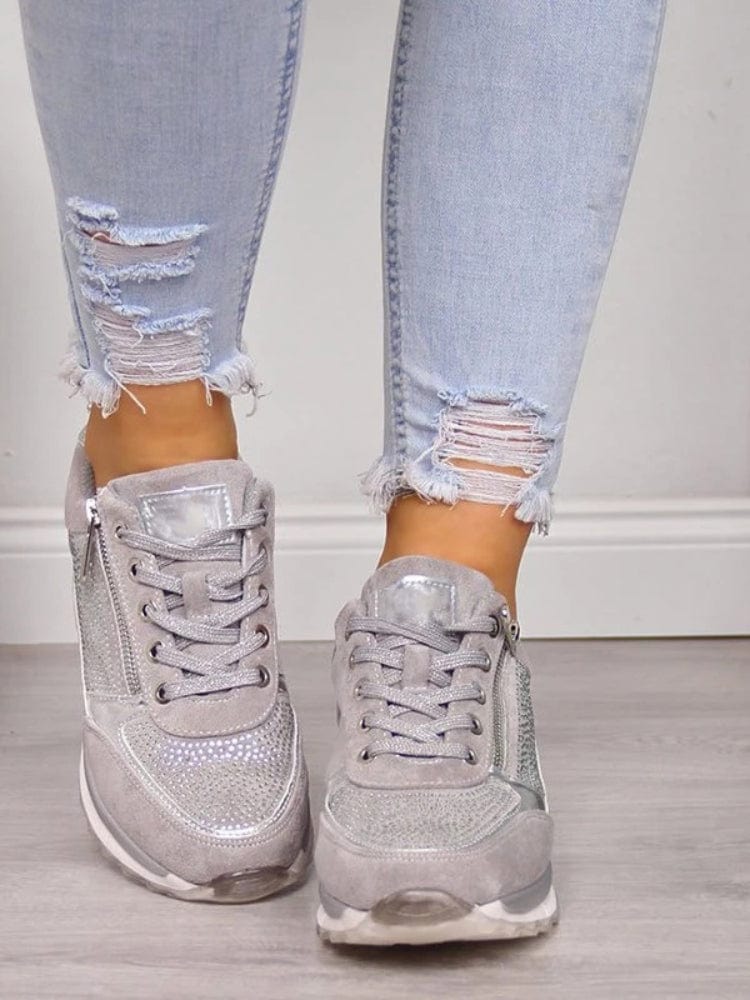 Lace Up Side Zip Platform Sneakers