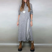 Knit High Neck Long Sleeve High Split Maxi Two Piece Set 7