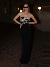 Strapless Diamond Bandage Maxi Dress
