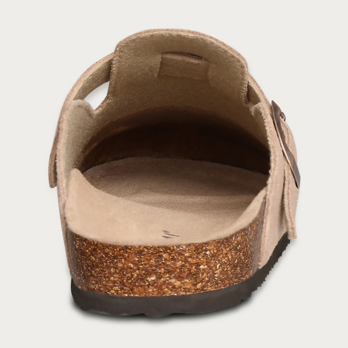 Round Toe Buckle Strap Suede Look Clog Mules