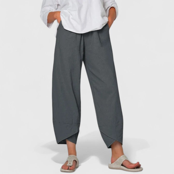 High Waist Relaxed Wide Leg Tulip Hem Pants
