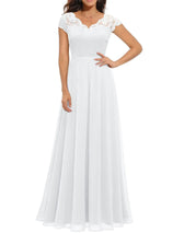 Lace V-Neck Chiffon A-Line Maxi Dress 9