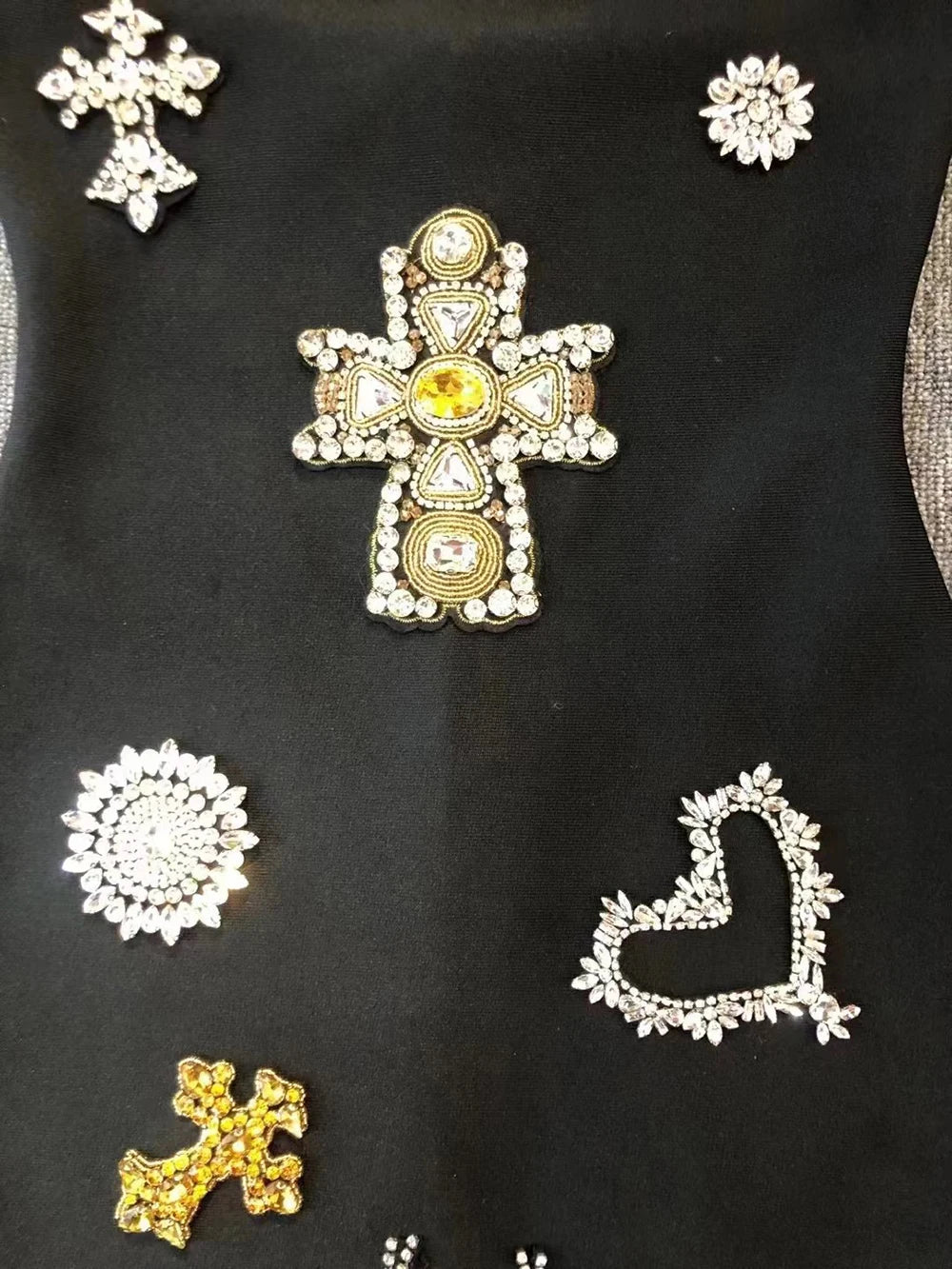 Strapless Rhinestone Cross Embellished Bandage Bodycon Mini Dress 14