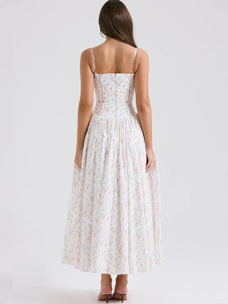 Print Wrap Aline Strap Maxi Extended Summer Dress