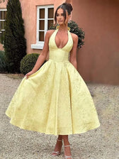 Bow Backless Jacquard A Line Mini Dress 5