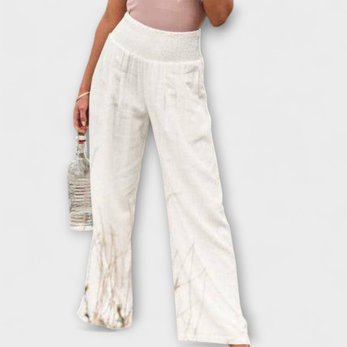 Smocked High Waist Wide Leg Palazzo Pants