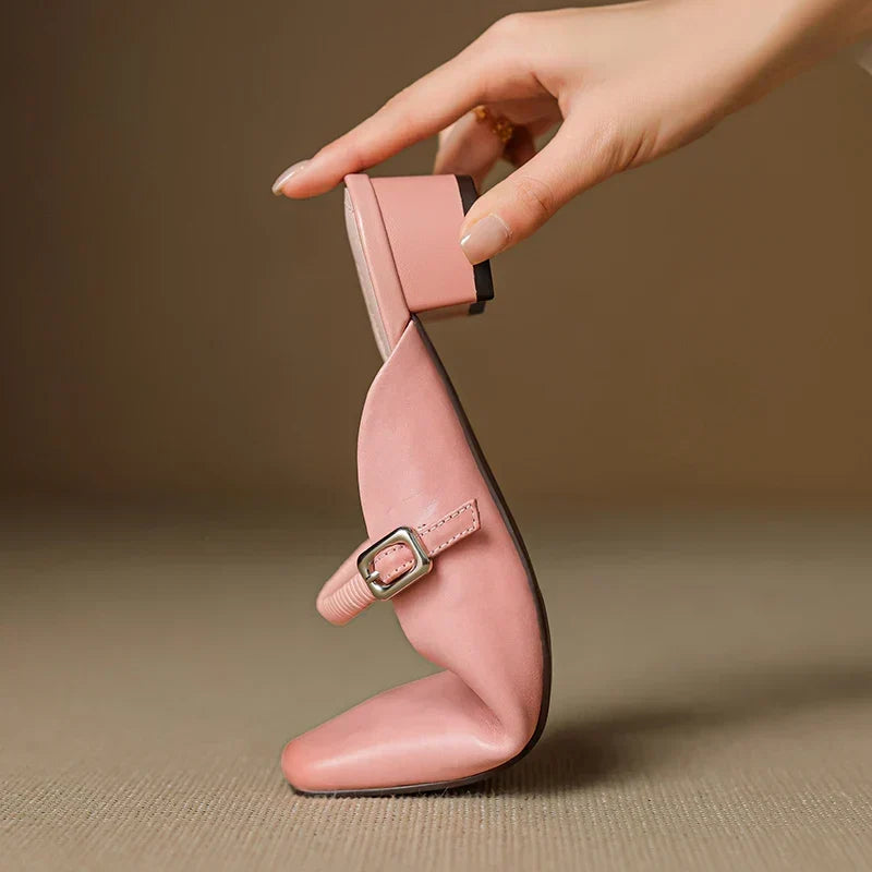 Square Toe Buckle Strap Block Heel Mary Jane Pumps